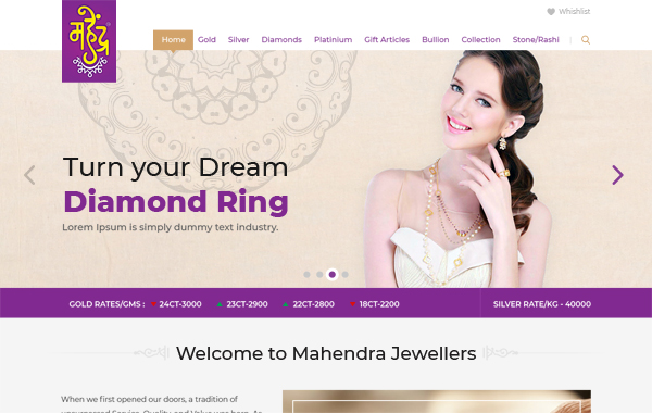 Mahendra Jewellers website project by Tyche Ventures